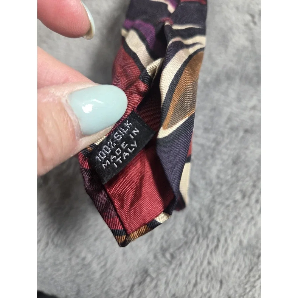 Retro Ted Lapidus Men's Neck Tie Abstract Artsy Floral Silk‎ 3/58 Made In Italy